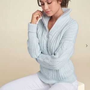 Venus Quarter Zip Sweater in 2X (Heathered Blue)